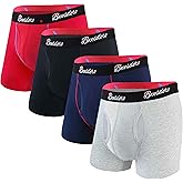 ODOMEIDIC Men's Underwear Boxer Briefs Cotton Regular Long Men 4 Pack, Comfort Breathable & No Show Seams, S M L XL XXL XXXL