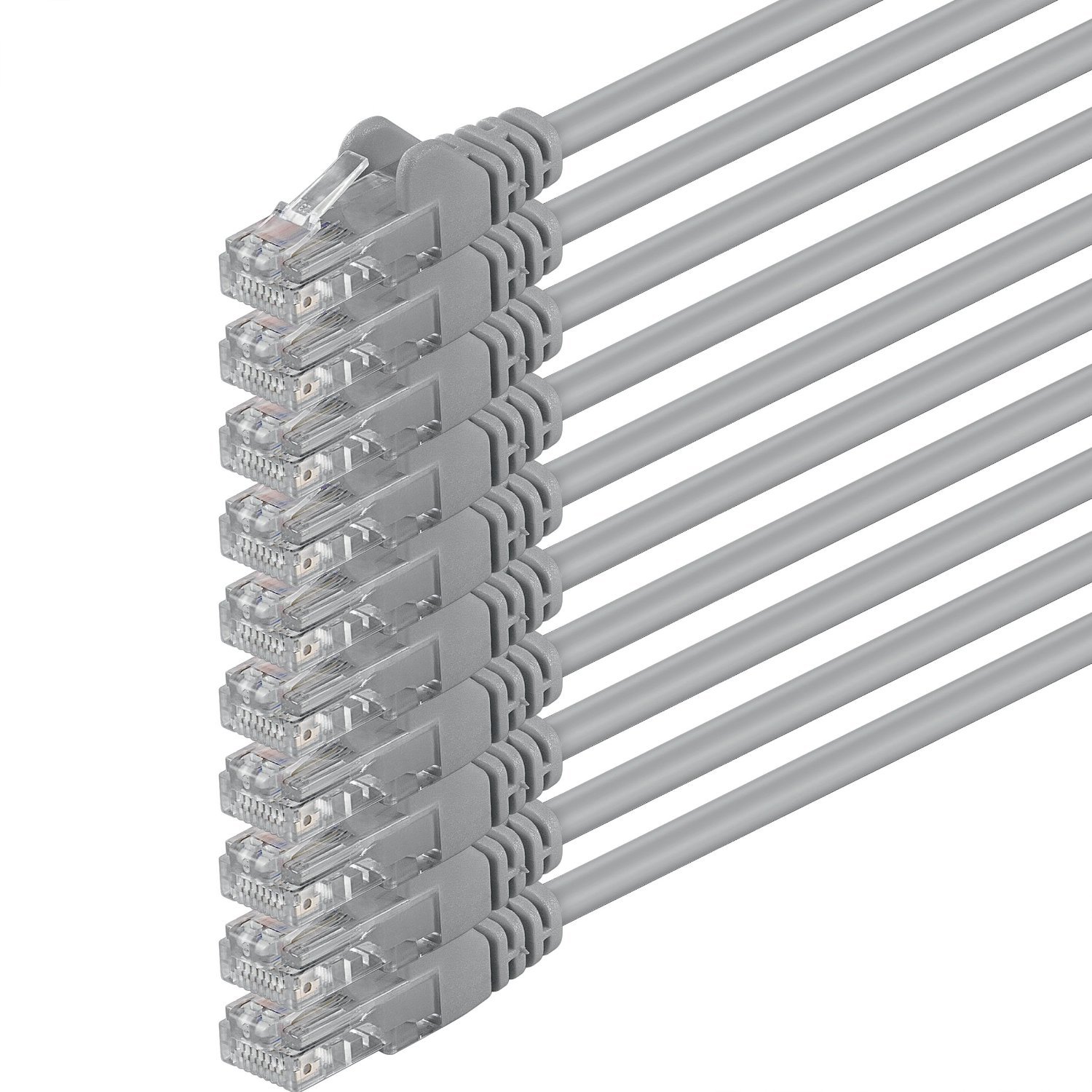 1aTTack.de 1m - gray - 10 pieces - (pack) - CAT.6 CAT6 Ethernet LAN network cable 1000 Mbit/s patch cable