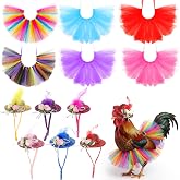 Shinylin 12 Pcs Chicken Clothes, Tutu Skirts and Hats, Classic | Colorful Feather Tutu Outfits for Backyard Hens, Princess Hats with Flower Ribbons, Farm Costume Party Dress Clothing