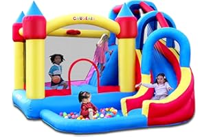 Causeair Giant Inflatable Bounce House with Water Slide,Wet & Dry Use,Basketball Hoop,Climbing Wall,Heavy Duty GFCI Blower,Bouncy Castle with Ball Pit