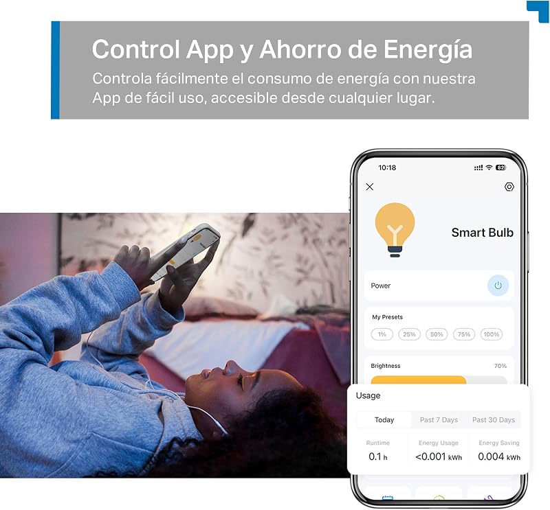 Tp-link tapo l520e - lâmpada led inteligente, lâmpada wifi sem necessidade de hub, branco neutro 4000k, regulável, e27, 8,7w/806lm, compatível com alexa, echo e google home