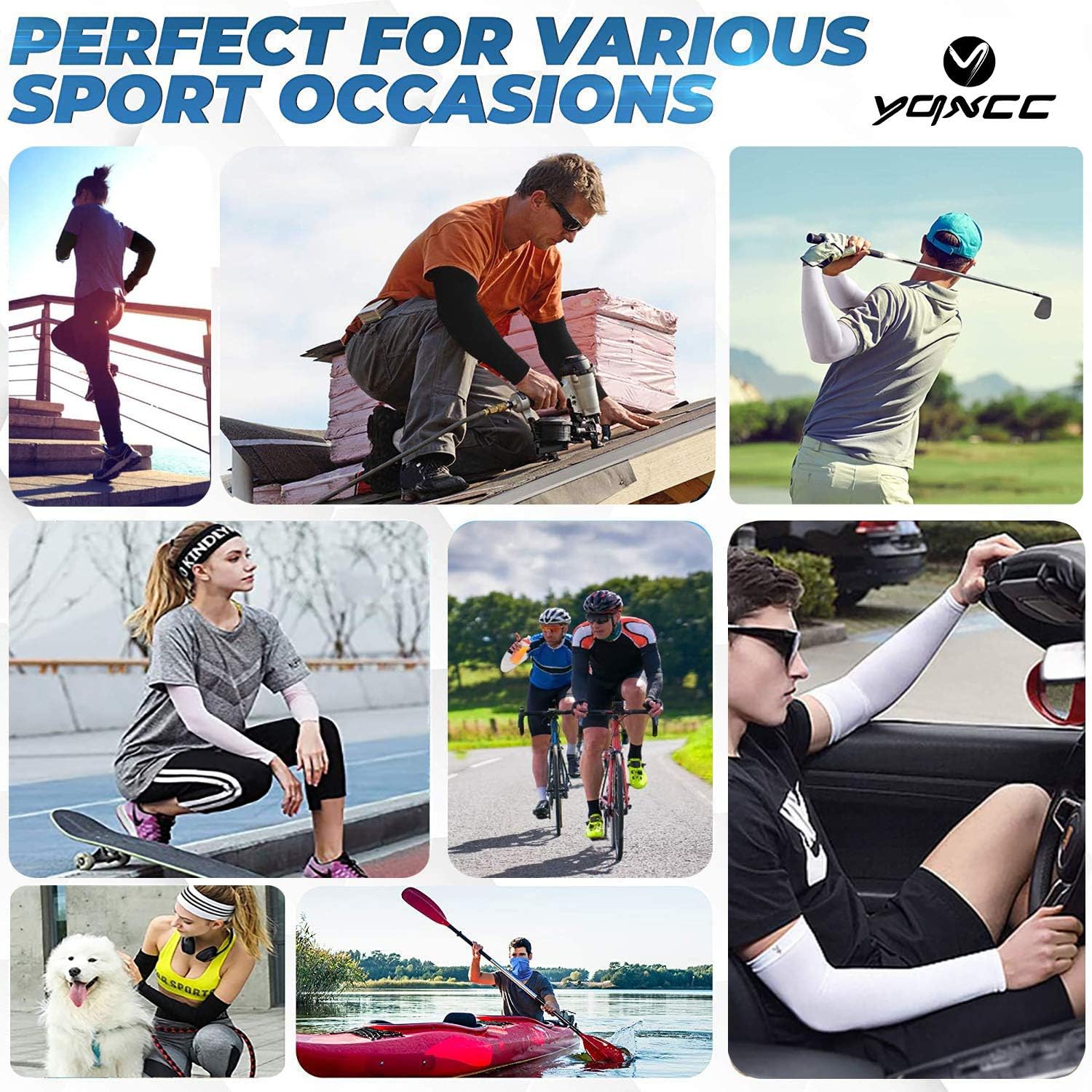 UV Sun Protection Arm Sleeves - UPF 50 Compression Cooling Arm Cover for Men & Women: Clothing