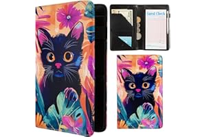 AIRMORS Cute Server Book for Waitress,Restaurant Waiter Wallet Server Booklet Ticket Book Holder Fit Server Apron with Zipper Pocket Accessories Server Check Book (Colored cat)