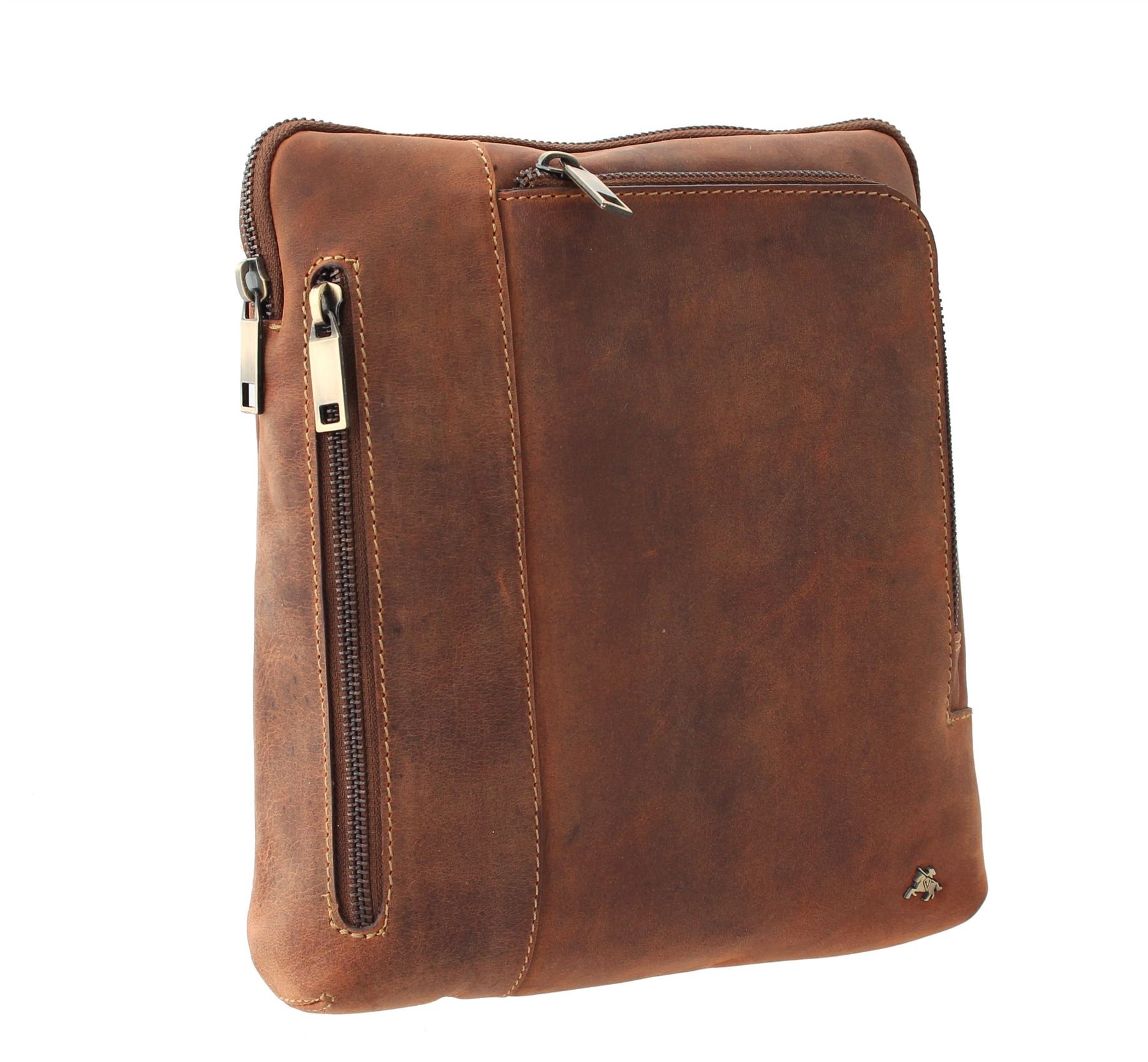 VISCONTI ROY Oiled Leather Tablet/iPad Cross Body Messenger Bag 15056 Oil Tan