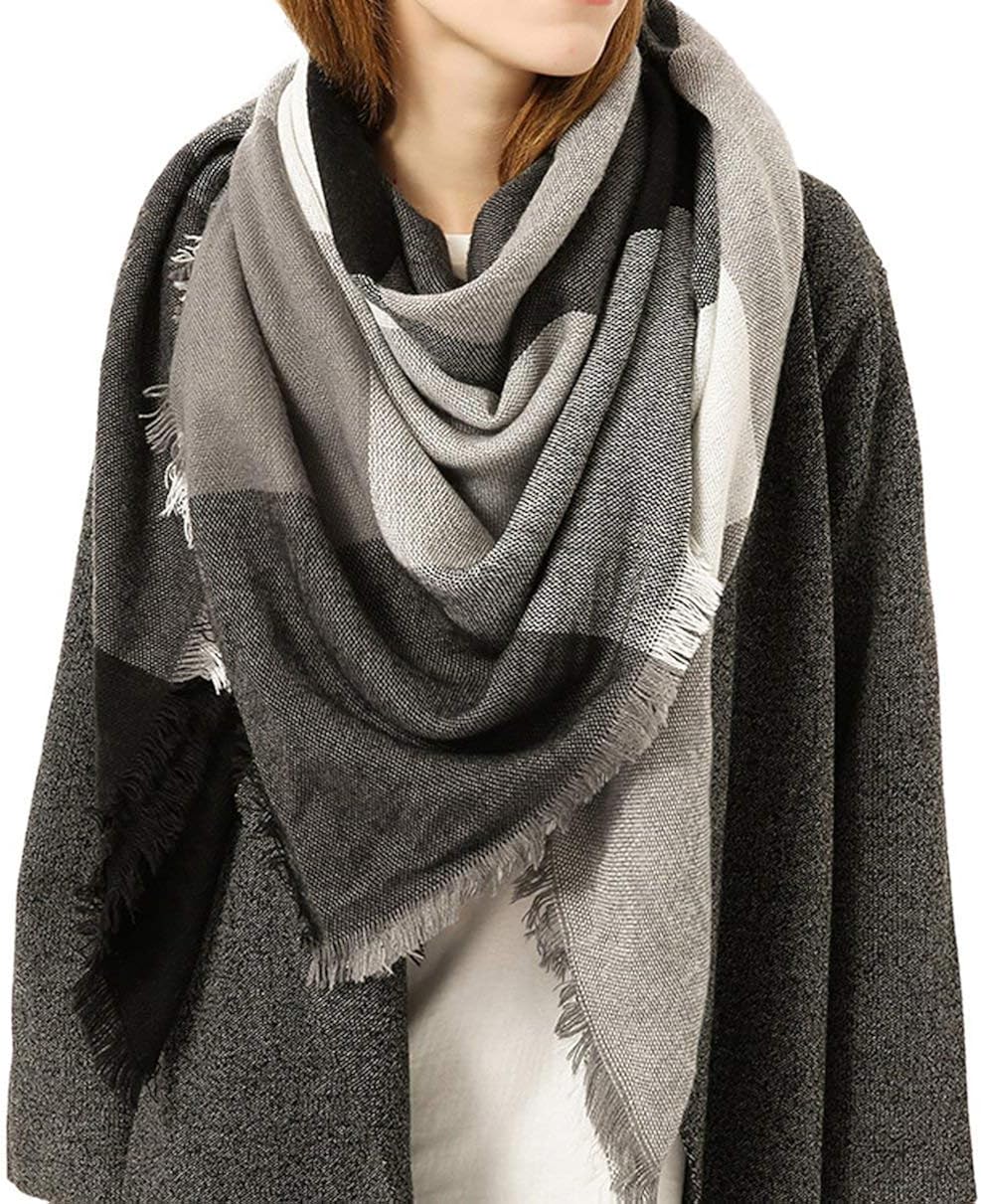 Schal Damen Decken Poncho Karo Oversized Strick Dick Perfect Karo Fransen Warm Weich Schals 9 ...