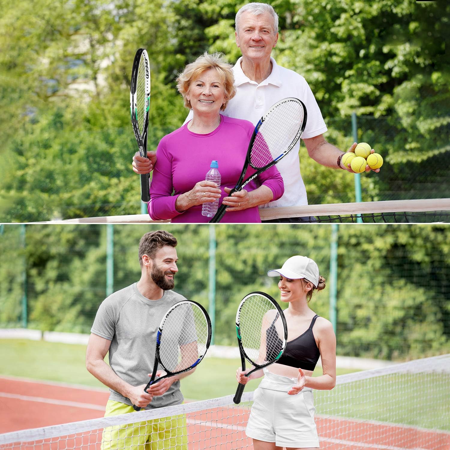 oppum Adult Carbon Fiber Tennis Racket, Super Light Weight Tennis Racquets Shock-Proof and Throw-Proof, Include Tennis Bag Tennis Overgrip (Aluminum-Carbon Racquet(Balck Blue), 4 3/8) : Sports & Outdoors