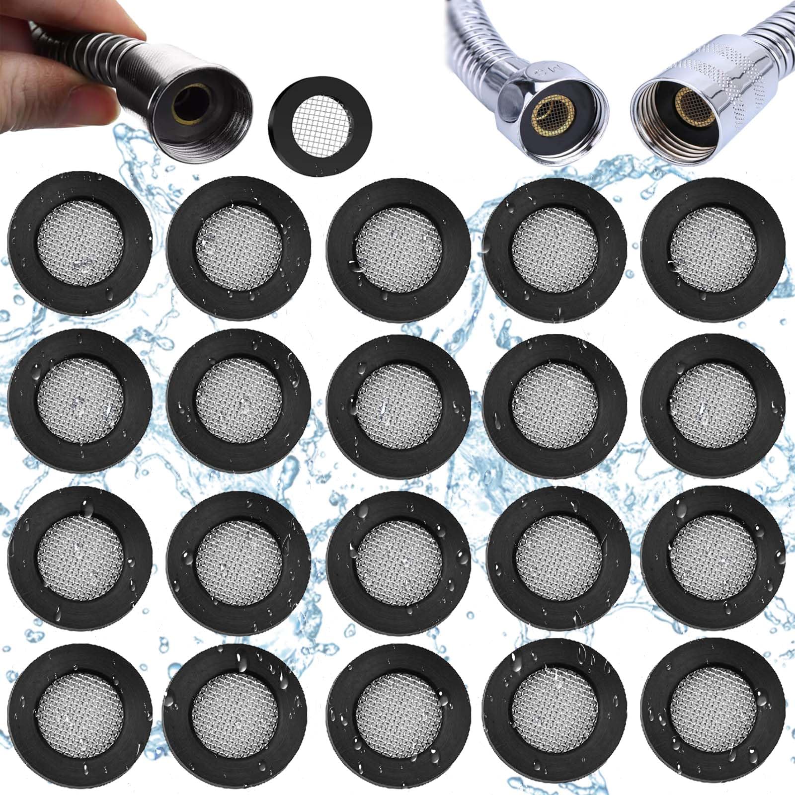 PhoenixDN 20pcs Stainless Steel & Silicone O Ring Washer, Sealing, 40 Mesh, Shower Head Gasket, Hose Gasket, Filter, Pipe Valve Top Connector, Strainer