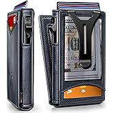 BULLIANT Men Wallet,Magnetic Metal Wallet Money Clip 9Cards Pop-up Access RFID Blocking