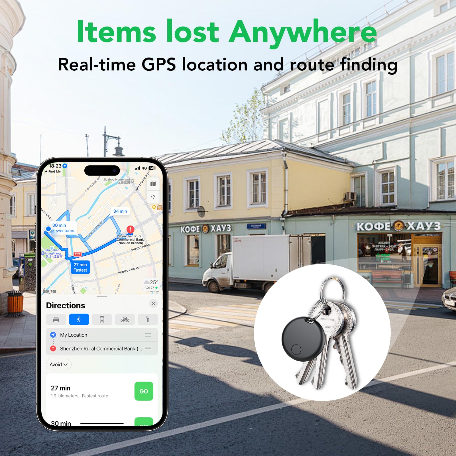 Air Tracker Tags-4 Pack: Smart Bluetooth Tracker, Item Finder Works with Apple Find My (iOS Only) App, Trakcer Tag Locator for Keys, Luggage, Satchel, weTag mini. (Not for Android Devices)