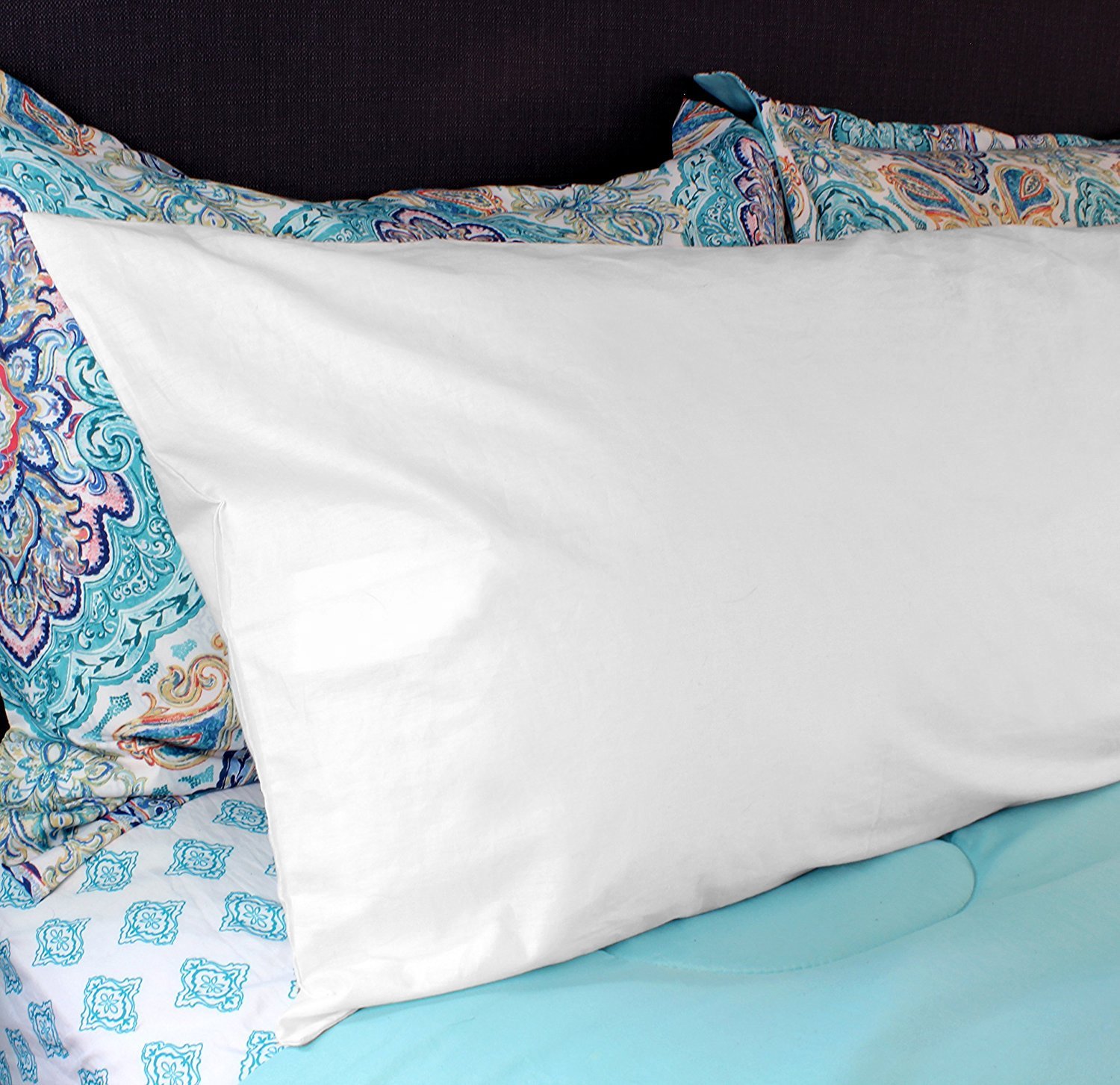 Darware White Body Pillow Case Covers (2Pack), 100 Cotton, 20 x 54