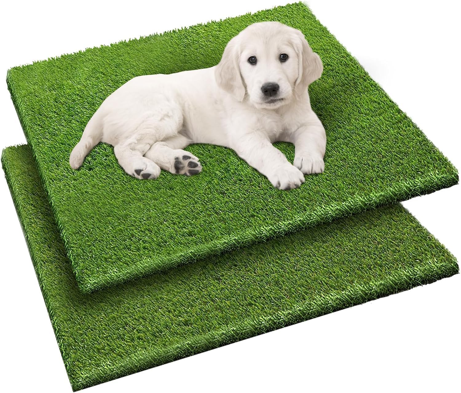 Photo 1 of 2 Pack 26"x30" Dog Grass Pee Pads, Reusable Artificial Grass Turf Rug for Puppy & Cats, Washable Fake Grass Mat Dog Pee Pad Replacement Outdoor Indoor Potty Training Pads with Drainage Holes