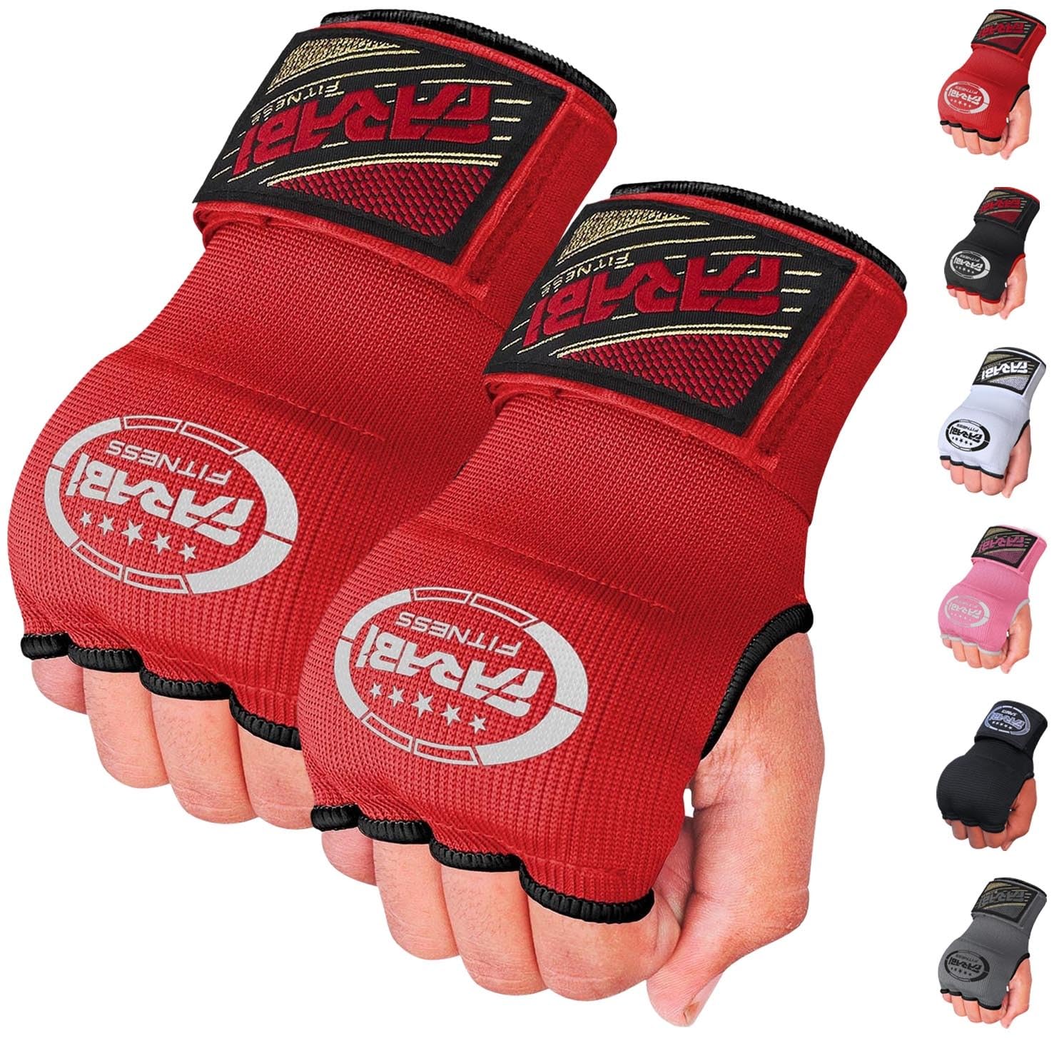 Farabi Kids Junior Inner Hand Wraps Gloves Easy Gel Padded Boxing Wraps with Wrist Wraps Pair (Red)
