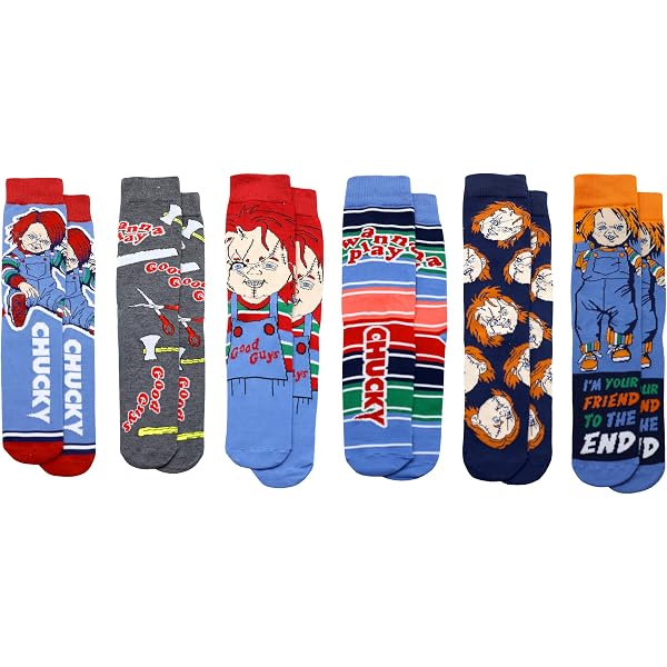 Cool Socks Calzini Uomo Divertenti – Chucky 'Friend To The End' – Taglia Large, Regalo Originale