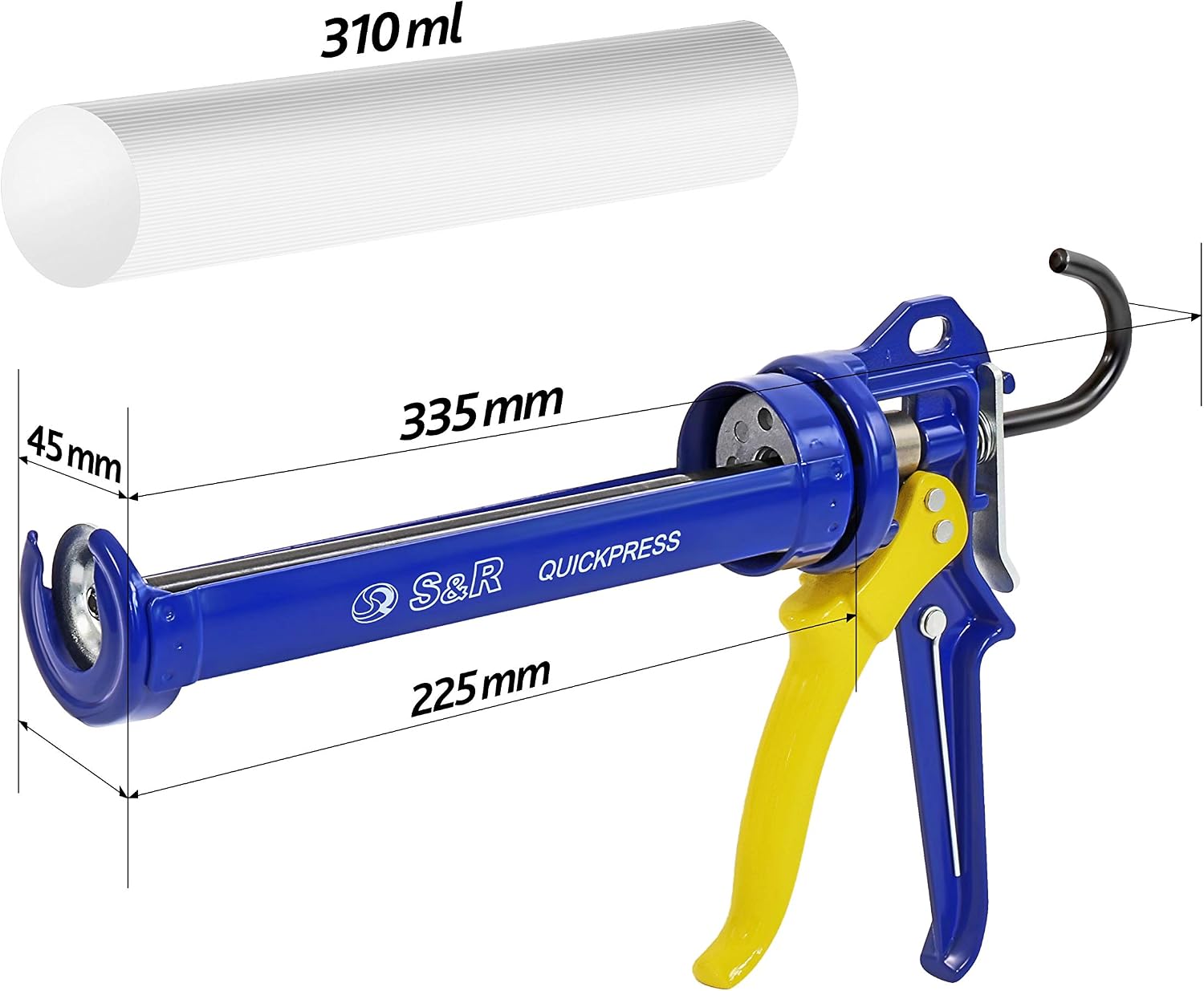 S&R Caulking Gun with Rotating Frame for 310 ml Cartridges, Professional Caulking Press, Sealant Press with 18:1 Thrust Ratio - Image 3
