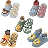 Exegawe Baby Socks with Grippers 5 Pairs Toddler Kids Cartoon Floor Ankle Non Slip Socks