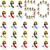 TFengfly 50 Pack Mini Jesus Figurines in Bulk, Tiny Jesus Loves You Figures Toys, Rubber Baby Little Jesus Figures Miniatures to Hide and Seek Easter Egg Stuffers Religious Party(50, 6 Colors)