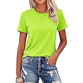 MAGCOMSEN Women's Cotton T-Shirts Short-Sleeve Shirts Crew-Neck Tops Classic-Fit Breathable Casual Summer Tees