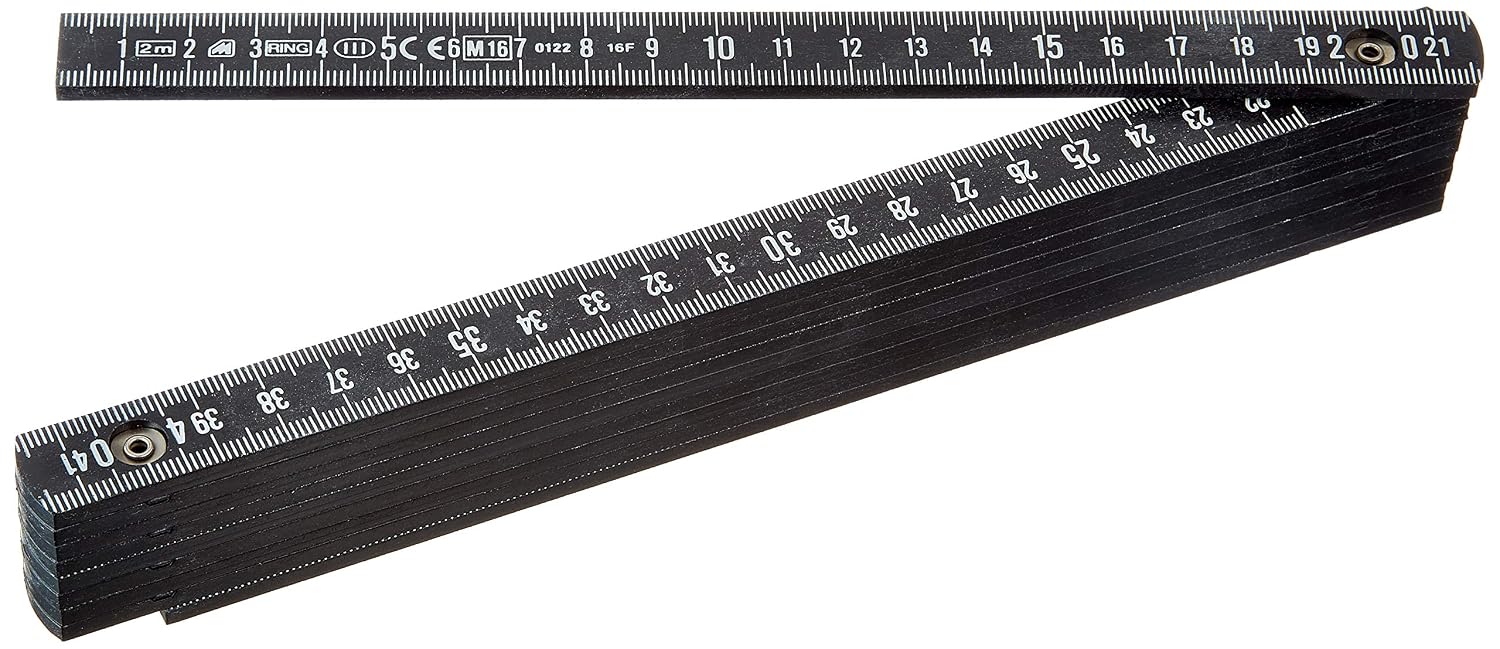 Metrica 18030 Fiberglas folding rule 2m black
