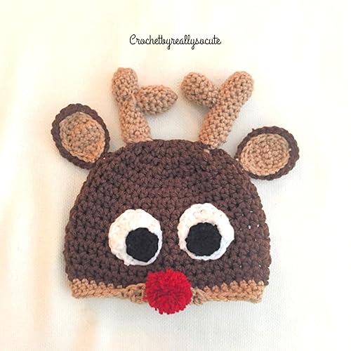 Crochet reindeer hat Clearance