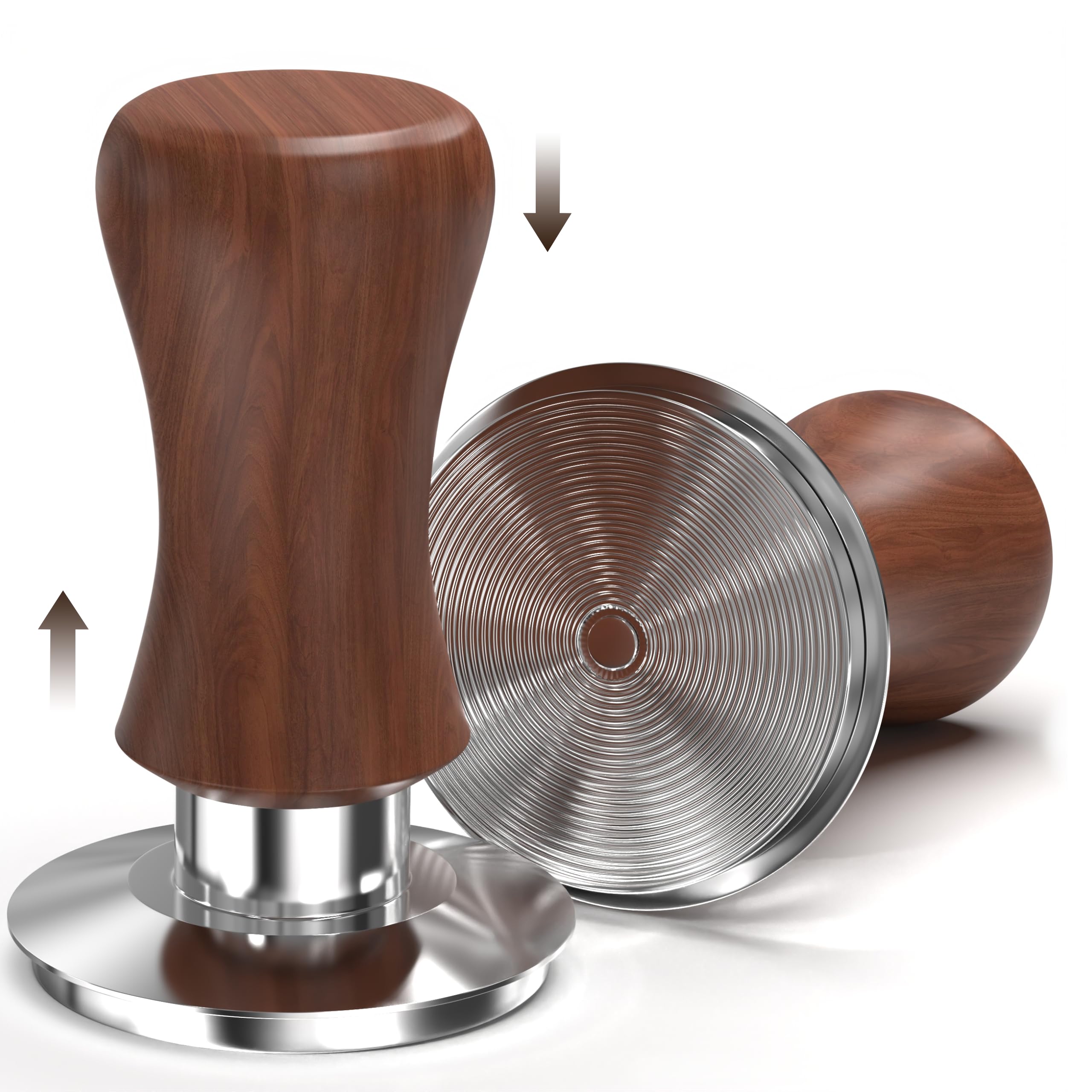 KYONANO 58.5mm Espresso Coffee Tamper, 30lb Spring-Loaded Calibrated Tamper with 304 Stainless Steel, Cuibourtia Wooden-Handle Barista Tamper Compatible with Over 58mm Rancilio, Gaggia Portafilter