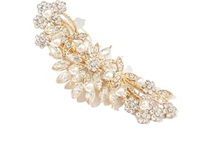 Hapibuy Crystal Rhinestone Pearl Hair Comb Gold Wedding Bridal Hair Pins Accessory