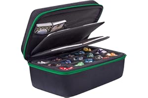 SIQUK Dice Storage Case Big Capacity DND Dice Box Dice Organizer Holder Dice Game Case with Handle and Double Removable Slott