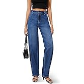 FLYING BANANA Women Trendy High Waisted Wide Leg Baggy Barrel Jeans Relax Fit Stretchy Denim Pants