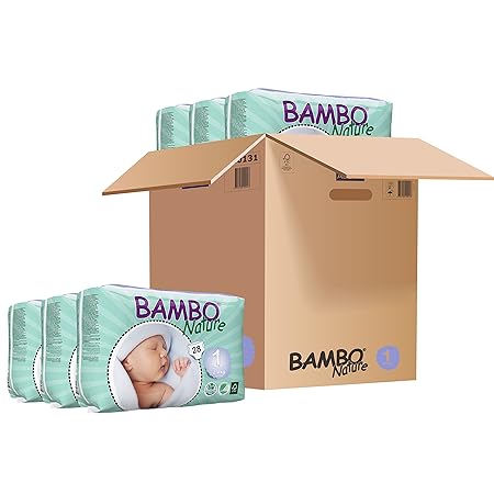 Bambo Nature Premium Baby Diapers - Extra Small Size, Monthly Pack 168 Count, for New Born (0-1 Month) - Super Absorbent and Eco-Friendly