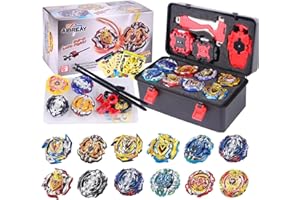 AIBREAY Battling Top Burst Gyro Toy Set 12 Spinning Tops 3 Launchers 1 Grip Toy Combat Battling Game with Portable Storage Bo