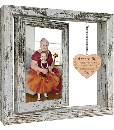 KATE POSH 'Love Between Grandpa & Grandson' Engraved Grey Leather Picture Frame - 5x7 Vertical, Gift For Grandpa, Made In USA