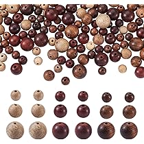 1010pcs Natural Wood Round Beads - 7 Size Mixed Polished Wood Craft Beads