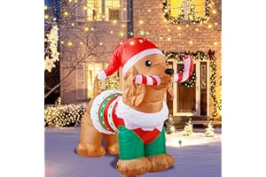 Nervure 5Ft Christmas Dog Inflatables - Outdoor Christmas Inflatable Decorations - Xmas Blow Up Yard Decorations Built-in LED Lights for Party Yard Garden Lawn Winter Decor
