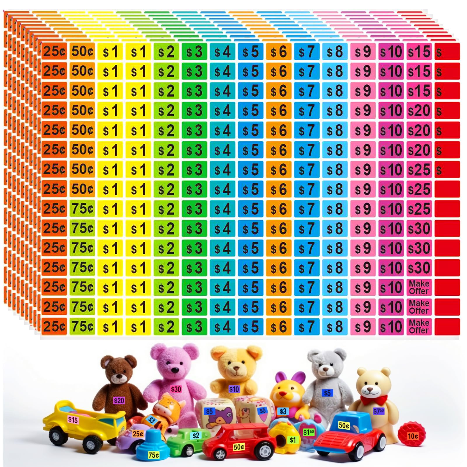 Photo 1 of 2250 Pcs Garage Sale Stickers, Yard Sale Price Stickers, Price Tag Labels Stickers for Yard Sale Supplies, Garage Sale Supplies, 1/2" X 3/4" Removable Pricing Labels