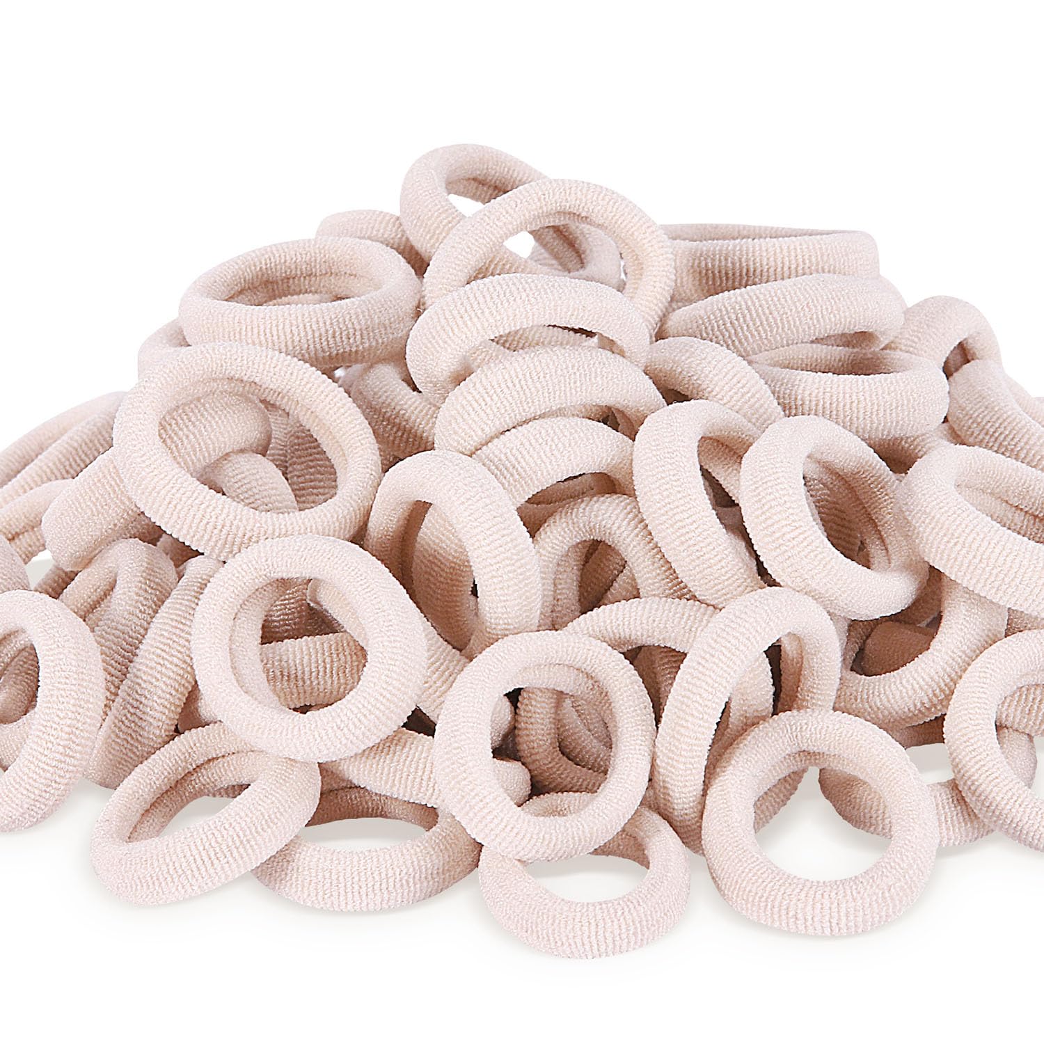Photo 1 of 200 Pack Hair Ties BEoffer Kids Baby Toddlers Girls Elastics Hair Bands No Damage Beige Small Rubber Bands Ponytail Pigtails Holders Not Harm to Hair