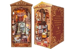 Roroom DIY Book Nook Kit, DIY Dollhouse Booknook Bookshelf Insert Decor Alley,3D Wooden Puzzle with LED Lighting Book Nook Bo