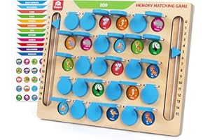 Coogam Memory Matching Game, Wooden Board Travel Toy with Memory Cards, Essential Activity for Road Trip Airplane/Car/Camping