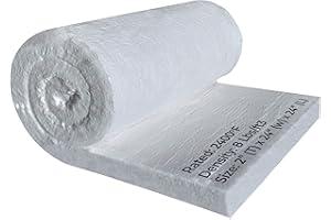 SIMOND STORE Ceramic Fiber Insulation Blanket, 8# 2400F, 2" x 24" x 24", High Temperature Insulation Blanket for Forge, Furnace, Kiln, Stove, Fireplace, Oven Insulation, Dishwasher Insulation Blanket