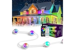 EJ'S SUPER CAR Permanent Outdoor Lights for House,100ft RGB+IC Smart Outdoor Decor,DIY Scene Modes, App/Remote Control,IP67 Waterproof, for Christmas,Holiday, Daily & Pool Party Decor, House Roof Lighting