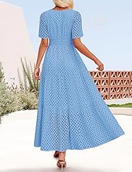 ZESICA Women's 2025 Summer Short Sleeve Maxi Dress