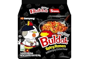 Samyang Buldak Korean Hot Spicy Chicken Stir-Fried Ramyun Noodles 4.94 oz (Pack of 5)