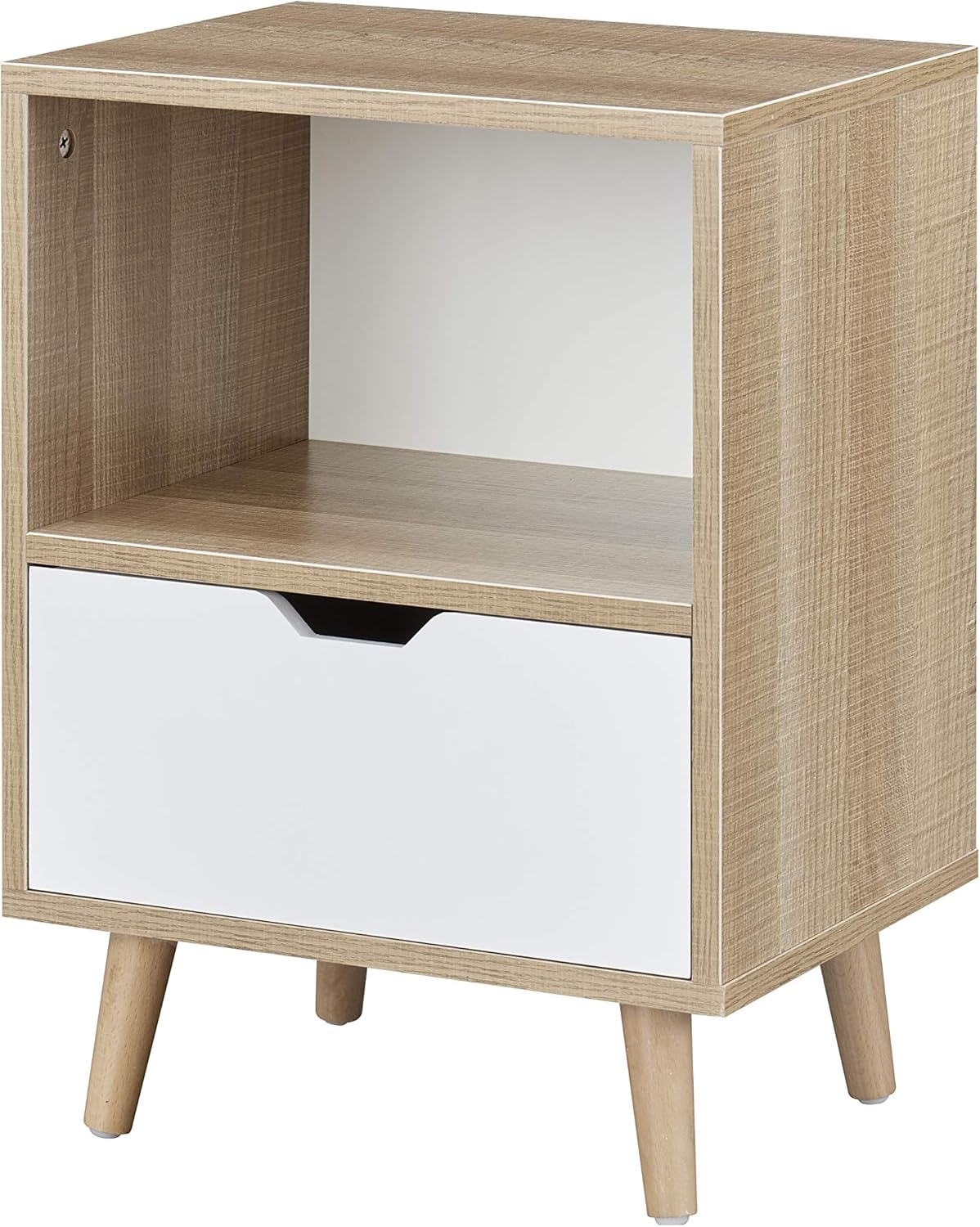Nightstand- 2-Tier Side Table-Drawer and Shelf Storage Table for Living Room-Sofa Table and end Table-Set of 2: Kitchen & Dining