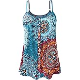 Komfokore Womens Camisoles with Built-in Padded Bra Flowy Tanks Adjustable Spaghetti Straps Tank Tops