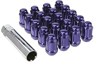 Muteki 41886L Purple 12mm x 1.5mm Closed End Spline Drive Lug Nut Set with Key, (Set of 20)