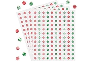 WANGHENG 2400 Pcs Small Sticker for Kids,Cute Paper Decals 10 Designs Self-Adhesive Stickers for Envelopes Scrapbook Gifts DIY Supplies,0.5in（Christmas Balls）