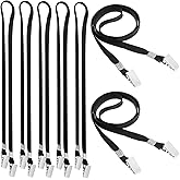 Nuanchu Double Clip Lanyard Face Mask Straps, Double Ended Lanyards with Convenient Hooks Comfortable Neck Straps for ID Badges Ticket Holder(Black,10 Pieces)