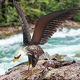 Kircust Bald Eagle Garden Sculpture &amp; Statue 40.6-Inch Wide | Large Outdoor Statues, Metal Yard Art, Majestic America Eagle Bird D&eacute;cor, For Patio Yard and Lawn