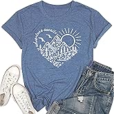 Adventure Awaits T-Shirt Women Outdoor Graphic Tee Shirt Nature Hiking Camping Tee Shirts Travel Shirt