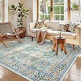 Lahome Floral Washable Area Rugs 5x7, Soft Green Rugs for Living Room Bedroom, Boho Non Slip Low Pile Forest Stain Resistance Large Throw Carpet for Farmhouse Dining Room Nursery, Green