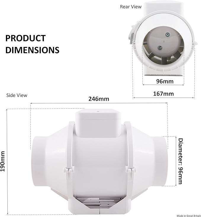 Xpelair 93078aw Ximx100 Standard Mixed Flow Inline Extractor Fan For Domestic Ducted Applications White