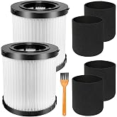2 Pack DCV5801H HEPA Filter Compatible with DEWALT DCV580H, DCV581H 20V MAX Wet/Dry Vacuum, with 4 Foam Sleeve Filters &amp; 1 Brush